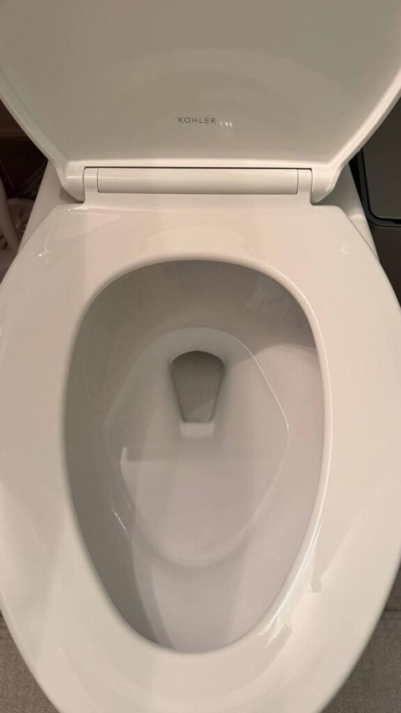 Clean white toilet bowl and seat after JenyClean deep cleaning in Kirkland, WA